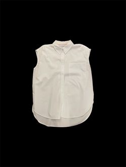 Anthropologie White Sleeveless Button-Up Shirt
