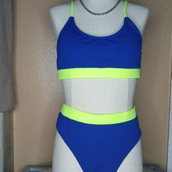 Blue Yellow Two Piece Bikini 