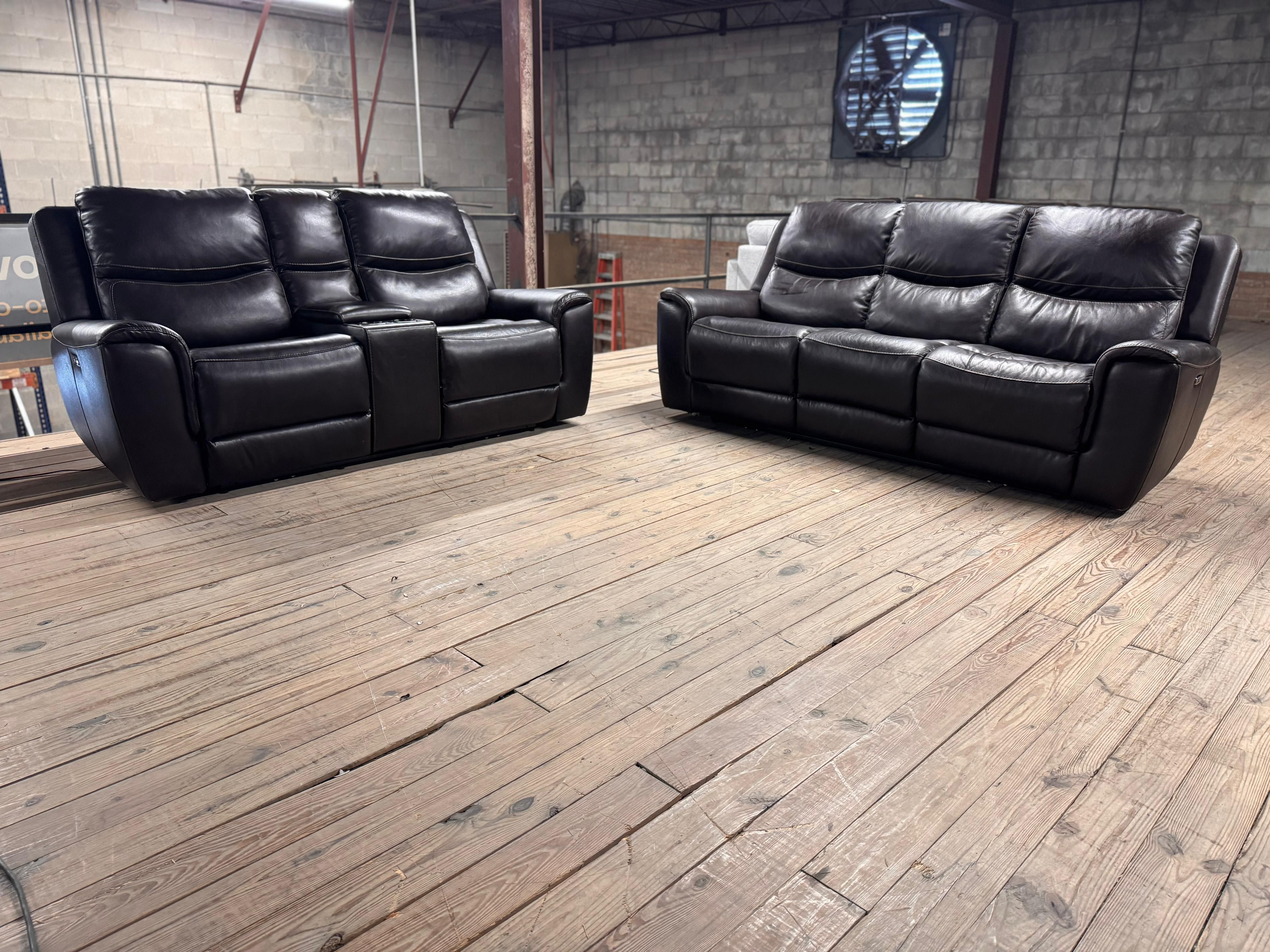 Leather power recliner set. sofa and loveseat.