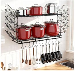 Housolution 2 Tier Wall Mounted Hanging Pot Rack (Rack Only)