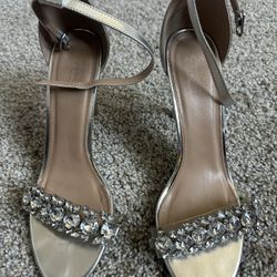 Silver heels - size 8