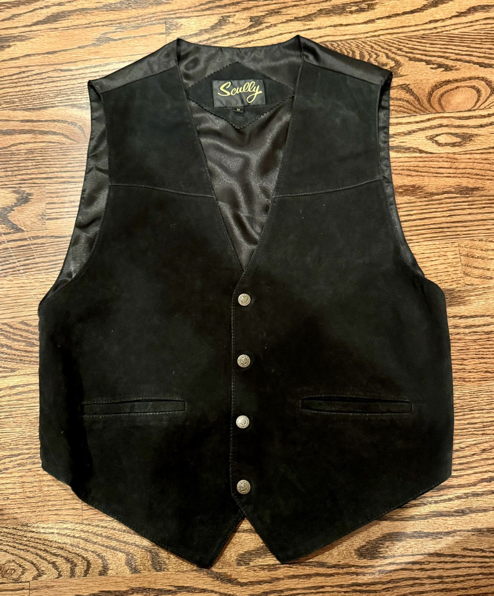 Scully Men’s Suede Snap Front Vest, black, medium 