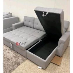 Sectional Sleeper Sofa With Storage Chaise And Pull Out Bed 