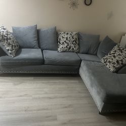 Section Velvet  Couch  For Sale