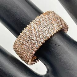 Designer YGI - STERLING SILVER ROSE GOLD VERMEIL MICROPAVED CZ BAND RING- SZ7