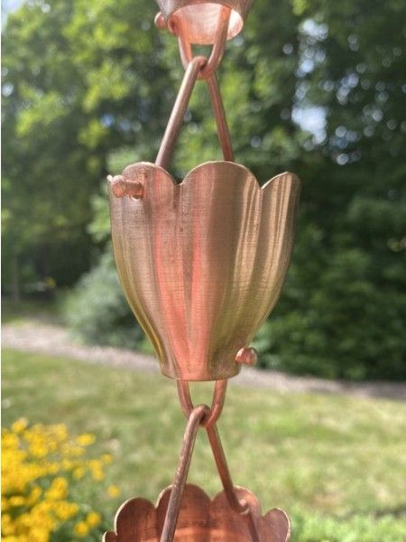 8ft Pure Copper Rain Chain Gutter Fountain Waterfall Downspout