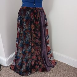 Century Boston Skirt Maxi Multiprint Paneled Size 14 Vintage Maximalist