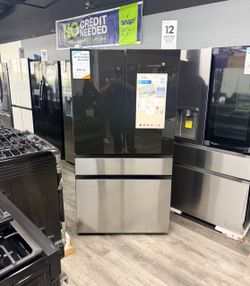 SAMSUNG BESPOKE 23 CU FT COUNTER DEPTH FAMILY HUB FOUR DOOR REFRIGERATOR IN CHARCOAL GLASS / STAINLESS STEEL 😍