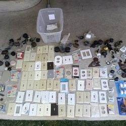 Over 100ct Light Switches Castors pads tips Wheels Wall plates some brand new in packaging Leviton