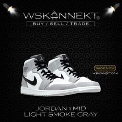 NIKE 🔥Jordan 1 🔥 Mid SMOKE GREY Mens Size 11.5