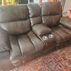 Leather Sofa Recliner (LIKE NEW)