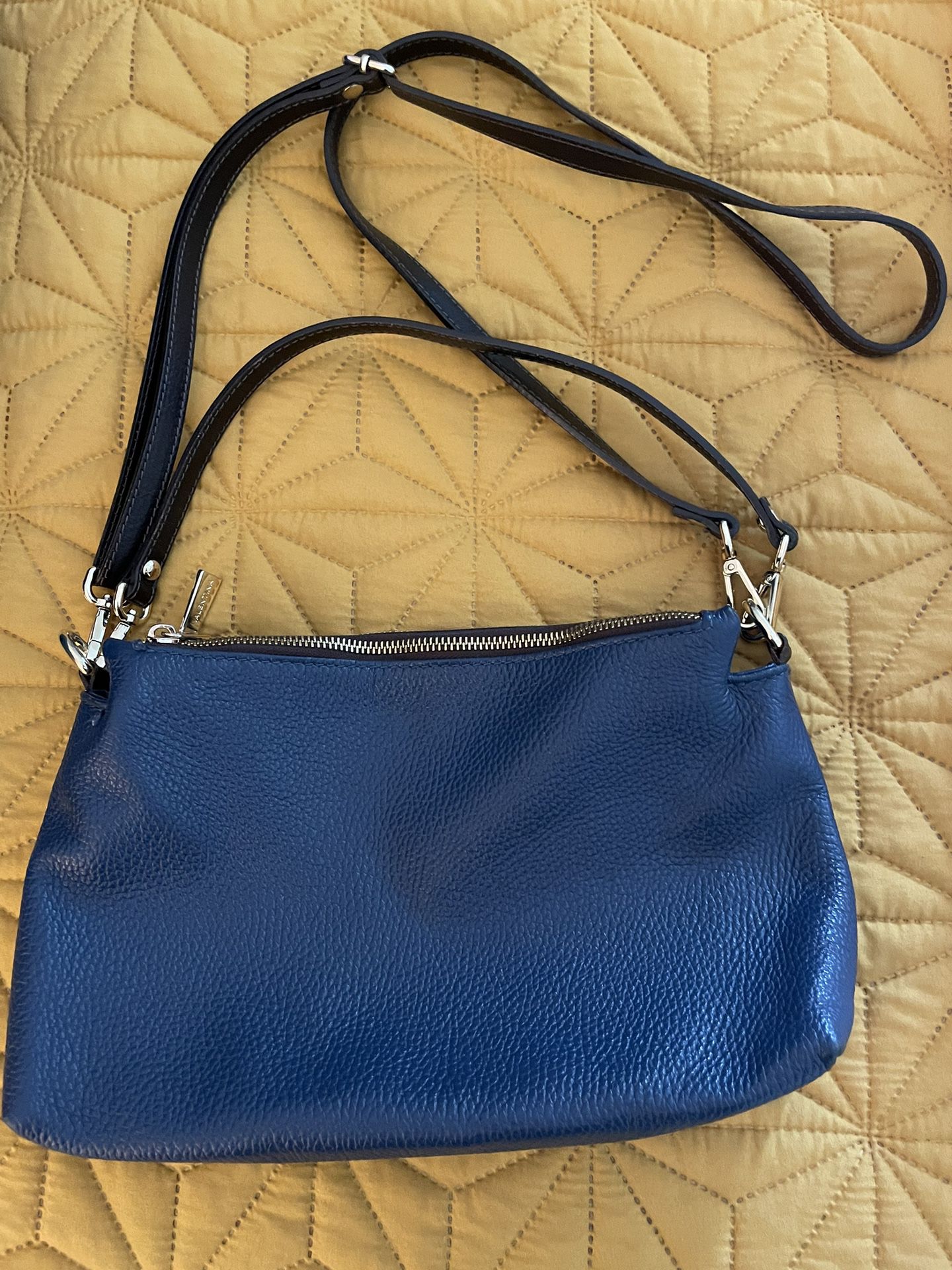Hand Bag Purse - Valentina Blue Leather Hand Bag 