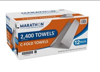 Marathon C-Fold Paper Towels, White, 2400 Towels Per Case
