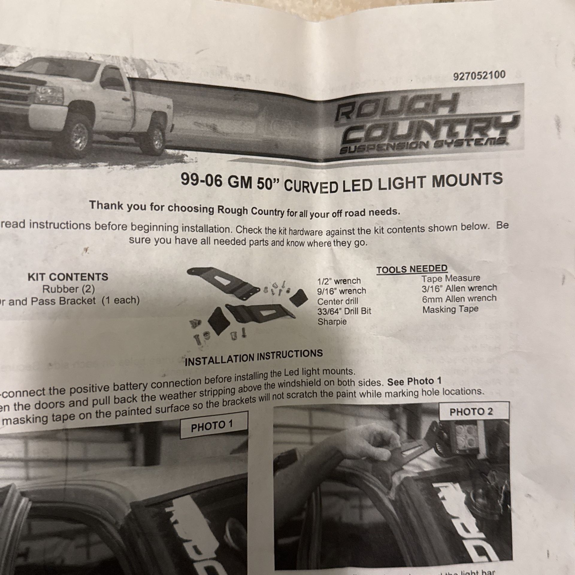 99-06 GM 50” Curved Led Light Mounts