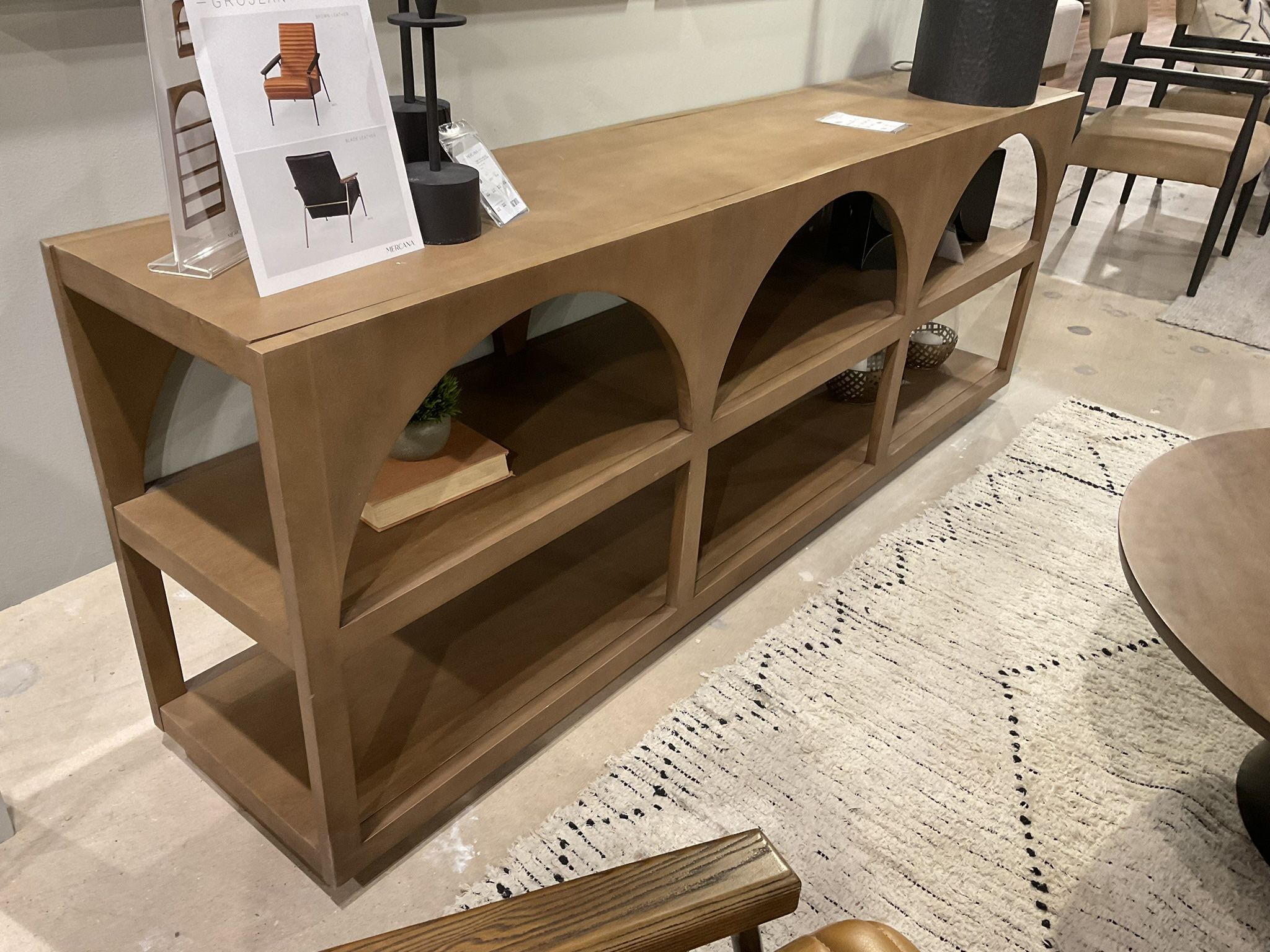 New Bela Large Arched Console table Medium brown wood
