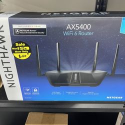 NETGEAR Nighthawk 6-Stream Dual-Band WiFi 6 Router (RAX54S) – Security Features, AX5400 Wireless Speed, Up to 5.4 Gbps, Covers up to 2,500 sq. ft., 25