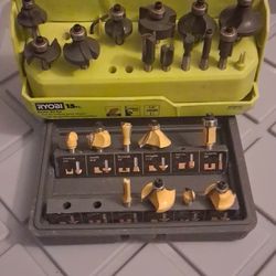 🛠️ Router Bit Sets – Ryobi 15pc + Bonus Bits – Carbide Tipped, 1/4" Shank