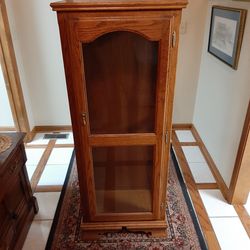 Oak curio cabinet 6 shelves 57.5 x 14 x 23
