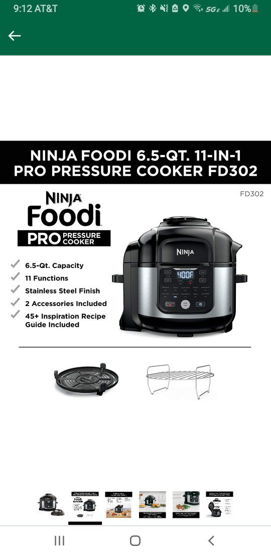 Ninja foody 6 and 1/2 quart crock pot pressure cooker and more.
