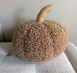 Threshold Teddy Boucle Shaped Pumpkin Throw Pillow - Tan / Almond