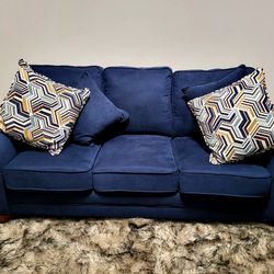 Navy Blue Sofa -90" (Reversible Memory Foam cushions)