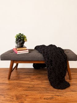 Target Mid-Century Tufted Bench – Charcoal Gray – Near-New Condition