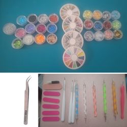 Complete Nail Art Decoration & Tool Kit – Rhinestones, Glitter, Dotting Pens, Brushes & More
