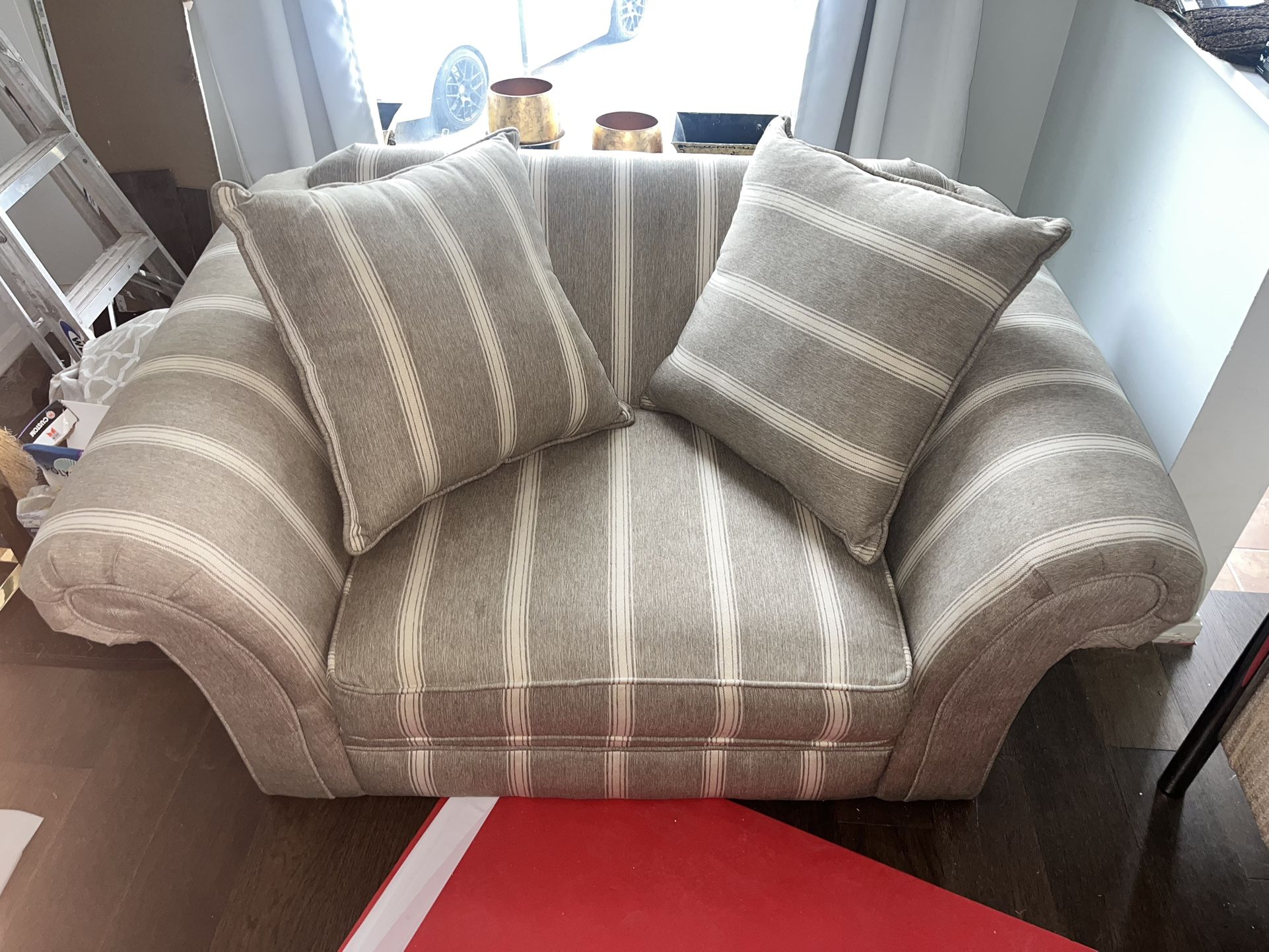 Striped Linen Snuggle Chair