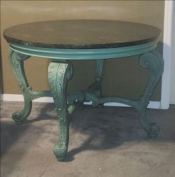 Hollywood Regency Style Green Marble Top Dining Table