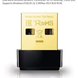 TP-Link Nano AC600 USB WiFi Adapter(Archer T2U Nano)- 2.4G/5G Dual Band Wireless Network Transceiver for PC Desktop, Travel Size, Supports Windows (11