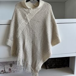 Beige Cream Poncho Sweater