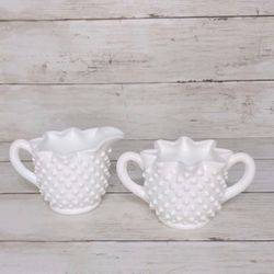 VTG Fenton Hobnail Creamer & Sugar Bowl
