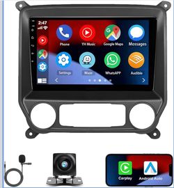 Sierra 2014 2015 2016 2017 2018, 10.1" IPS Touchscreen Android 13 Wireless CarPlay Android Auto Car Radio with GPS Navigation Bluetooth Camera Mic