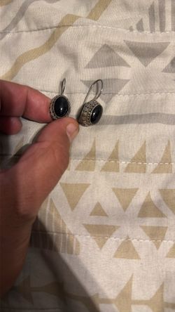 Vintage Silver And Black Onyx Earrings