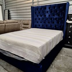 New Blue Queen Bed Frame