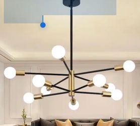ZSMIHDOH 10-Light Modern Sputnik Gold Chandelier Industrial Pendant Ceiling Light