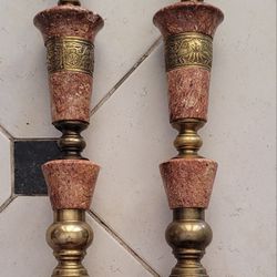 Hollywood Regency Italian Style Large Marble and Brass Table Lamps (Rare find)