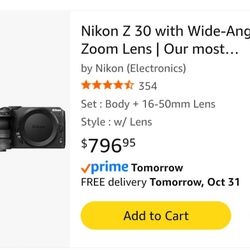 Nikon Z30 w/kit Lens & Bonus Lens