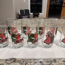 9 Vintage Holly Hobbie Coca Cola Christmas Tumblers Glasses