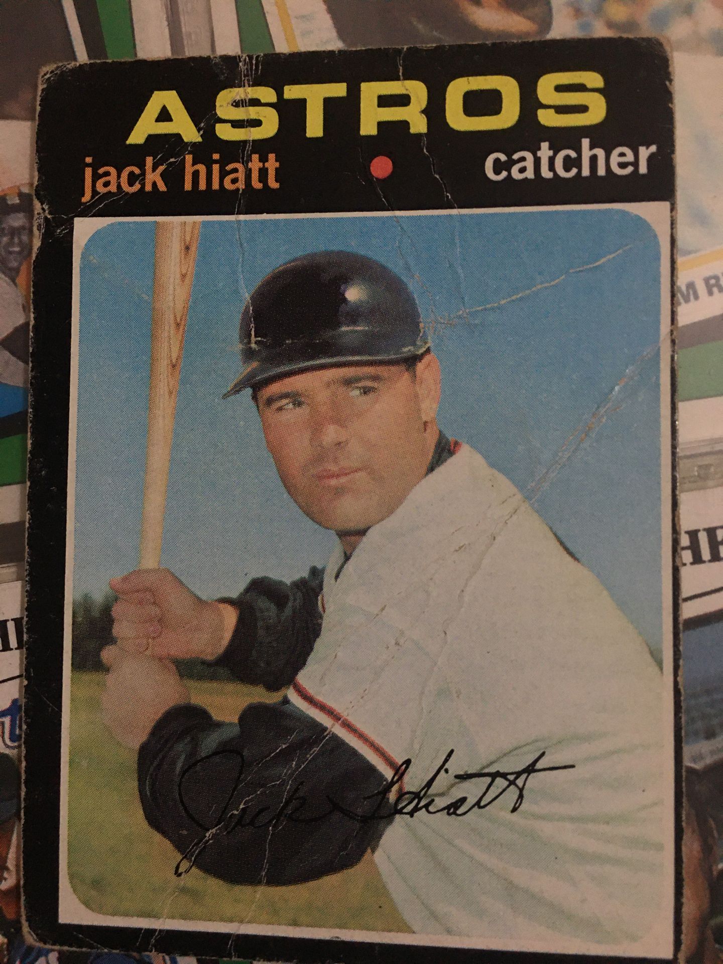 Baseball card 1971 autographed Jack Hiatt Astro’s