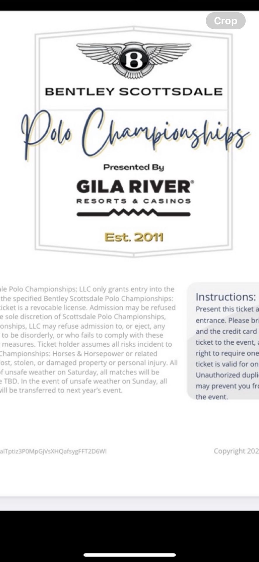 2 POLO CHAMPIONSHIP TICKETS FOR SALE