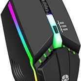 Wired Gaming Mouse, Optical USB Mice for Laptop/Desktop, 800 to 1600 and RGB Light, Ergonomic with 4 Programmable Buttons for Computer Windows 7/8/10/
