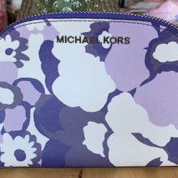 Michael Kors Amethyst Floral Saffiano Leather Travel Pouch