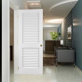 30 in. x 80 in. White Plantation Louver