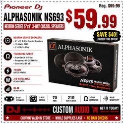 6x9 Inch 3-Way Coaxial Speaker System 210 Watts Car Speakers Alphasonik NS693 🚨 Payment Options Available 🚨 No Credit Needed 🚨
