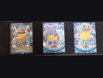 3 Topps Pokemon Squirtle Wartortle Blastoise Card #07-09 2000 Black Logo Set