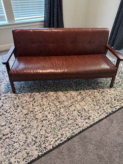 Mid century couch faux leather