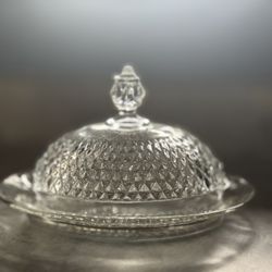 Vintage Indiana Glass - Oval Covered Butter Dish 
