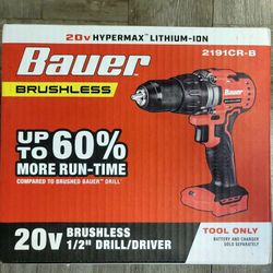 BAUER 20V Brushless Cordless, 1/2 in. Drill/Driver - Tool Only (BRAND NEW FACTORY SEALED)