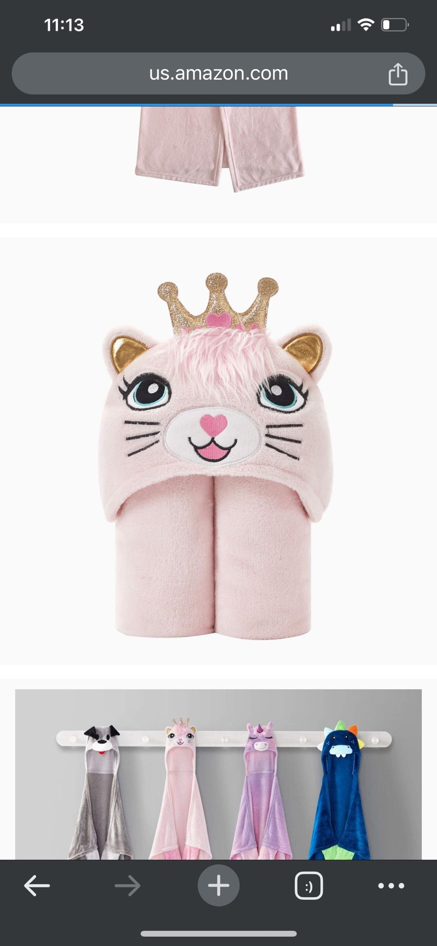 Heritage Kids Kitty Hooded Blanket Snuggle Wrap for Girls, Soft Wearable Cozy Throw with Hand Pockets,50"x40"